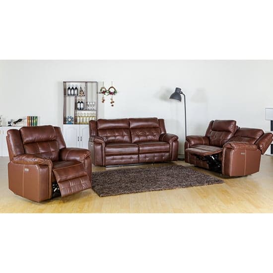 Essen Electric Leather Recliner 1 Seater Sofa In Brown_2