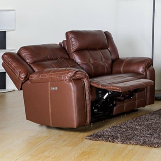 Essen Electric Leather Recliner 2 Seater Sofa In Brown_1