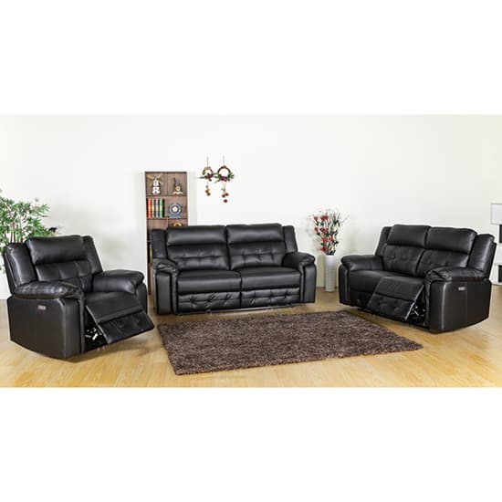 Essen Electric Leather Recliner 3+2 Sofa Set In Black_2