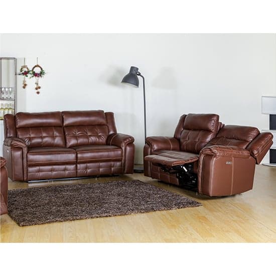 Essen Electric Leather Recliner 3+2 Sofa Set In Brown_1
