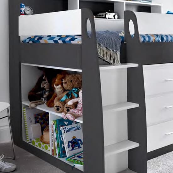 Essen Wooden Mid Sleeper Single Bunk Bed In Grey And White_2