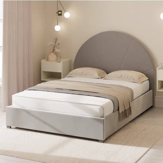 Essen Plush Velvet Side Lift Ottoman Dome Double Bed In Grey_1