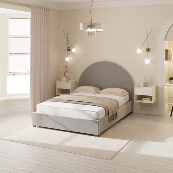 Essen Plush Velvet Side Lift Ottoman Dome King Size Bed In Grey_7