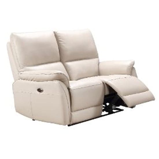 Essex Leather Electric Recliner 2 Seater Sofa In Chalk_2