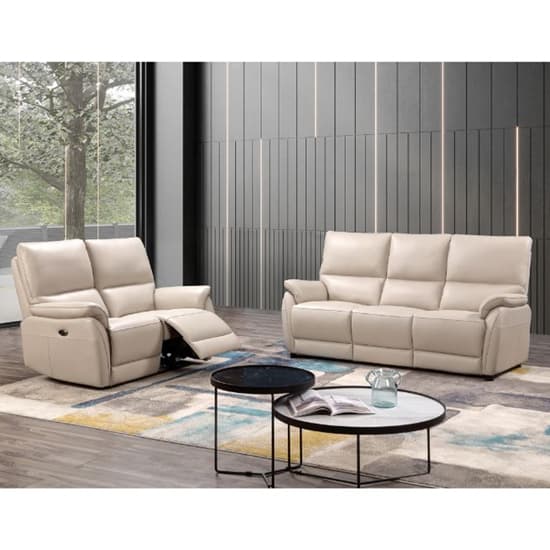 Essex Leather Electric Recliner 2 Seater Sofa In Chalk_3