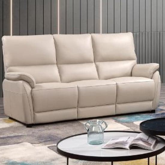 Essex Leather Electric Recliner 3 Seater Sofa In Chalk_1