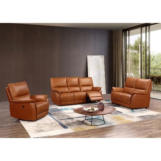 Essex Leather Electric Recliner Chair In Tan_3