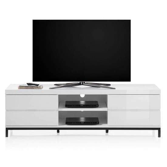 Estonia Lowboard TV Stand In White High Gloss With 4 Drawers_1