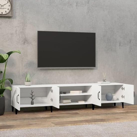 Ethan Wooden TV Stand With 4 Doors In White_2