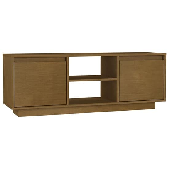 Eurus Solid Pinewood TV Stand With 2 Doors In Honey Brown_2