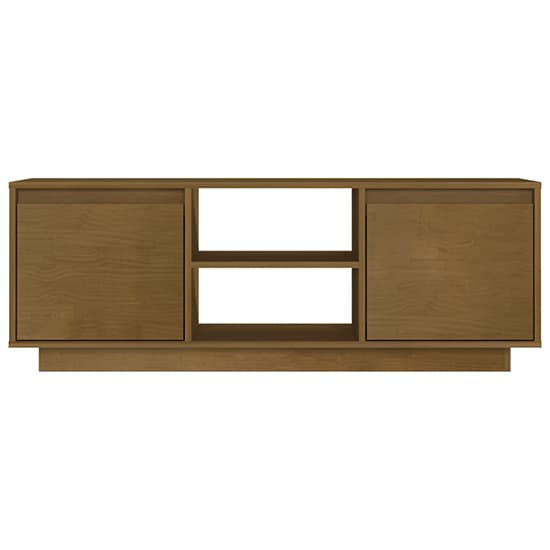 Eurus Solid Pinewood TV Stand With 2 Doors In Honey Brown_3
