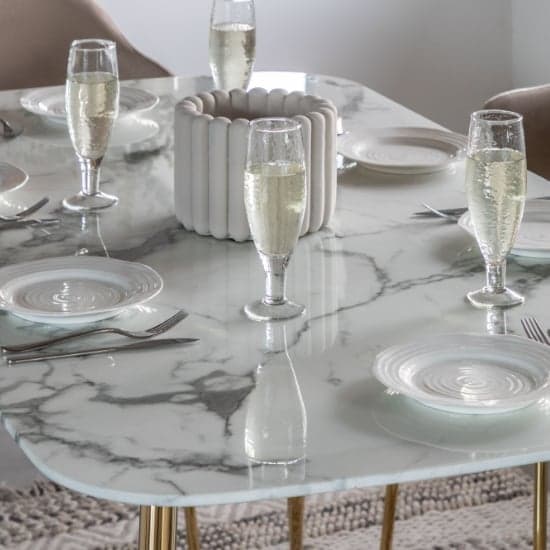 Evan Rectangular Glass Dining Table In White Marble Effect_5