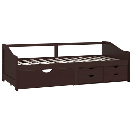 Evania Pine Wood Single Day Bed With Drawers In Dark Brown_3