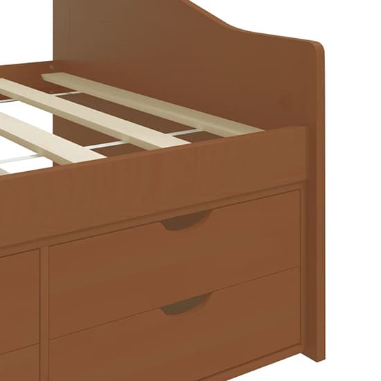 Evania Pine Wood Single Day Bed With Drawers In Honey Brown_5
