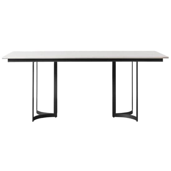 Evartania White Marble Dining Table With Black Metal Base Furniture