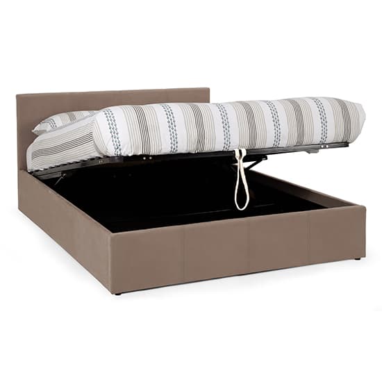 Evelyn Latte Fabric Upholstered Ottoman King Size Bed_3