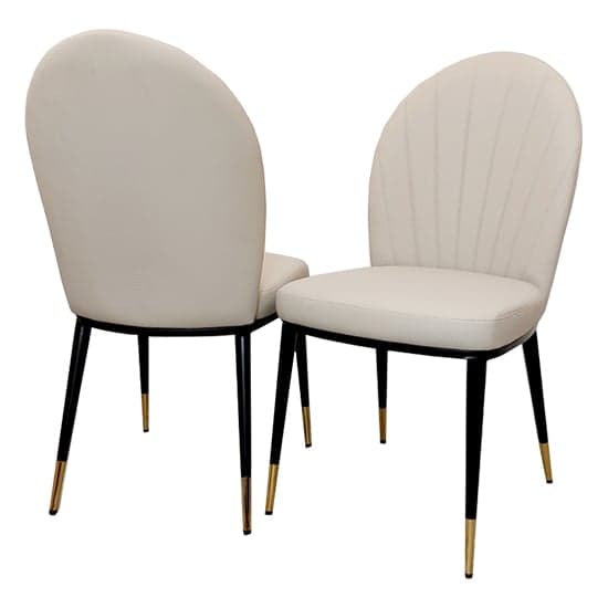 Everett Beige Faux Leather Dining Chairs In Pair_1