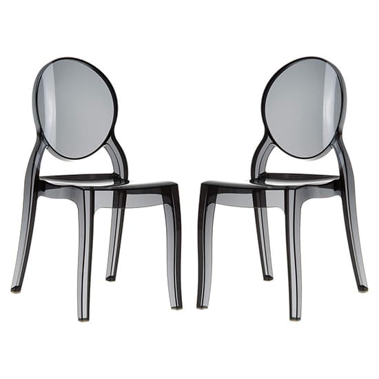 Everett Black Transparent Polycarbonate Dining Chairs In Pair