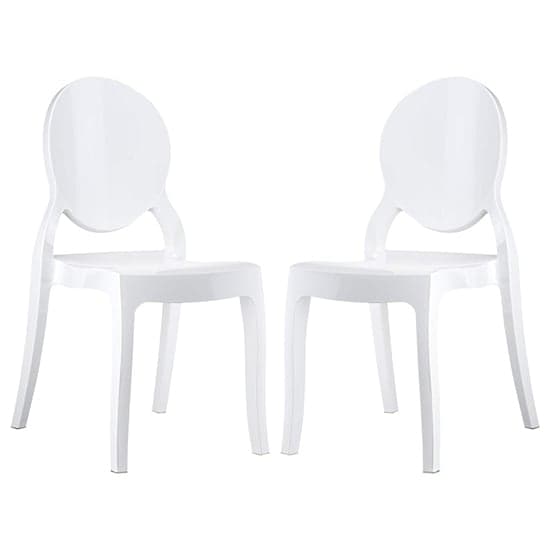 Everett White High Gloss Polycarbonate Dining Chairs In Pair