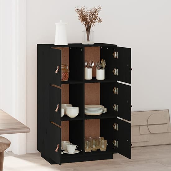 Everix Pinewood Storage Cabinet With 6 Doors In Black_2