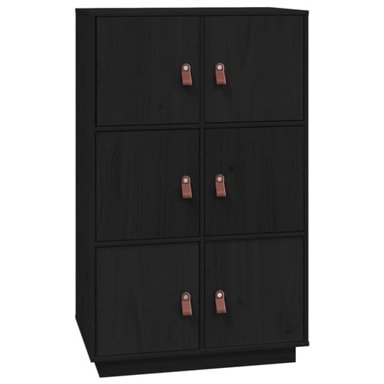Everix Pinewood Storage Cabinet With 6 Doors In Black_3