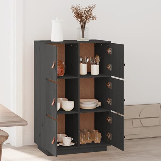Everix Pinewood Storage Cabinet With 6 Doors In Grey_2