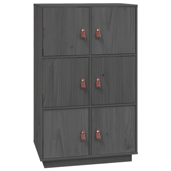 Everix Pinewood Storage Cabinet With 6 Doors In Grey_3
