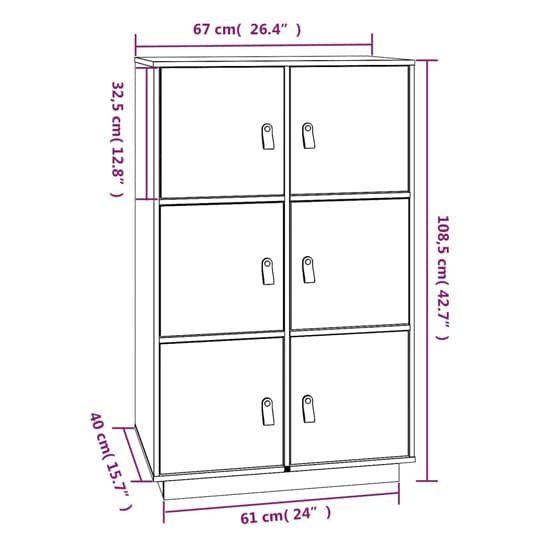 Everix Pinewood Storage Cabinet With 6 Doors In Grey_6