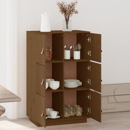 Everix Pinewood Storage Cabinet With 6 Doors In Honey Brown_2