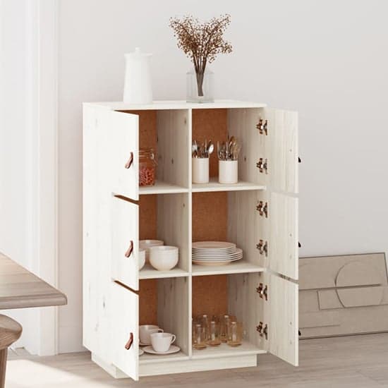 Everix Pinewood Storage Cabinet With 6 Doors In White_2