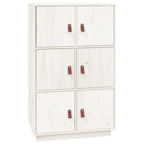 Everix Pinewood Storage Cabinet With 6 Doors In White_3