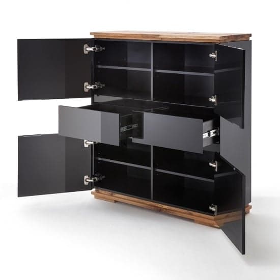 Everly Highboard In Black High Gloss Lacquered And Oak_2