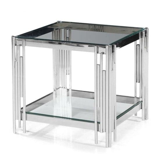 Ventnor Glass Side Table In Clear With Polished Steel Frame_2