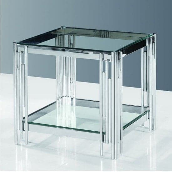 Ventnor Glass Side Table In Clear With Polished Steel Frame_1
