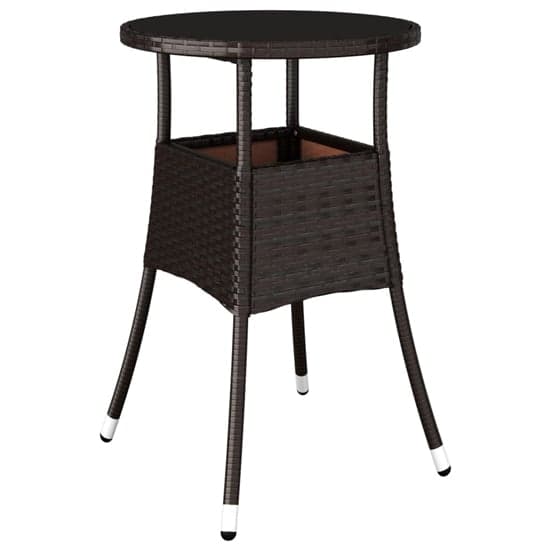 Exa Glass Top Garden Bistro Table Round In Brown Poly Rattan_2