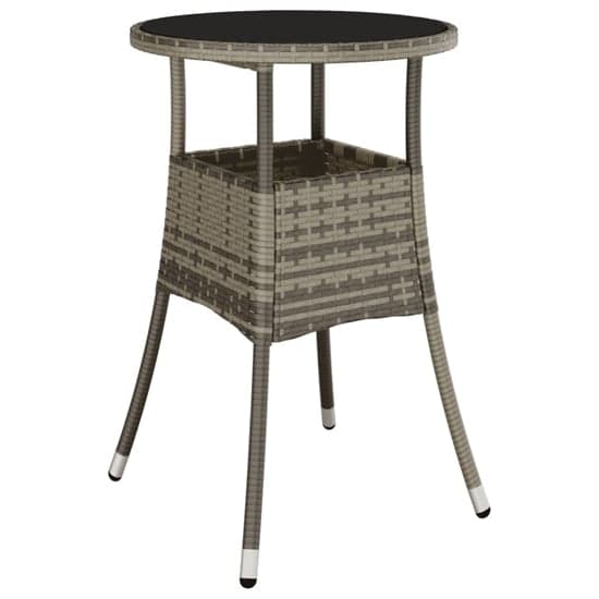 Exa Glass Top Garden Bistro Table Round In Grey Poly Rattan_2
