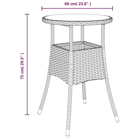 Exa Glass Top Garden Bistro Table Round In Grey Poly Rattan_5