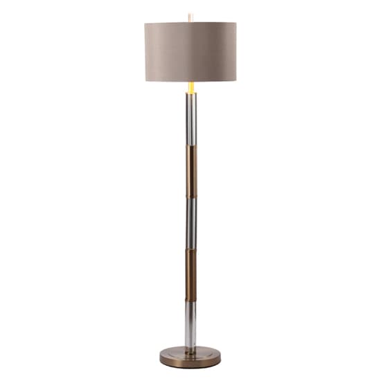 Exeter Dark Taupe Faux Silk Shade Floor Lamp With Champagne Gold Base_2