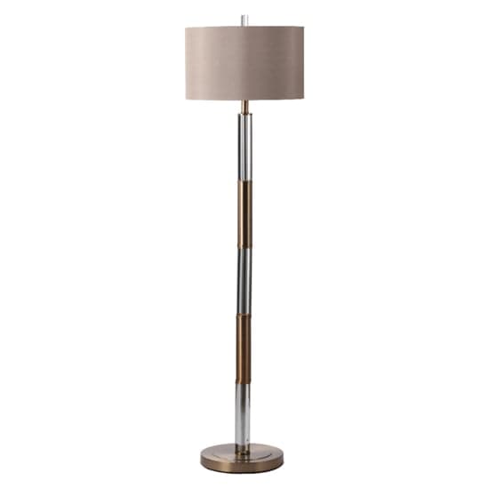 Exeter Dark Taupe Faux Silk Shade Floor Lamp With Champagne Gold Base_1