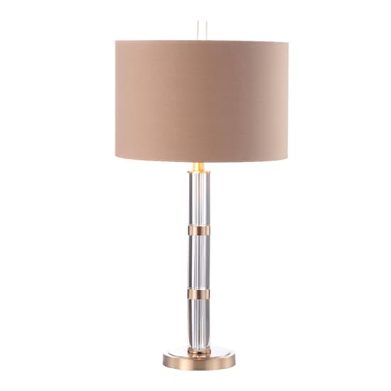 Exeter Dark Taupe Faux Silk Shade Table Lamp With Champagne Gold Base_3