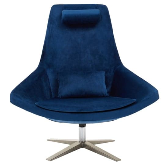 Exira Velvet Upholstered Armchair In Navy Blue_2