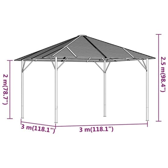 Ezra Fabric 3m x 3m Gazebo With Roof In Anthracite_5