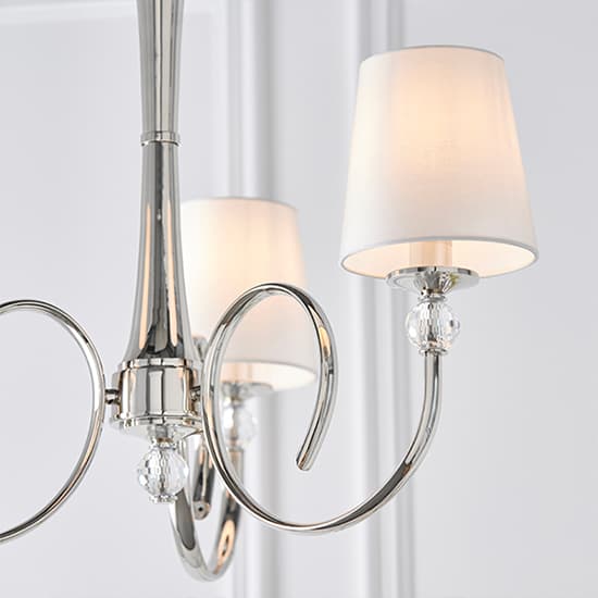 Fabia 3 Lights White Shades Pendant Light In Polished Nickel_4