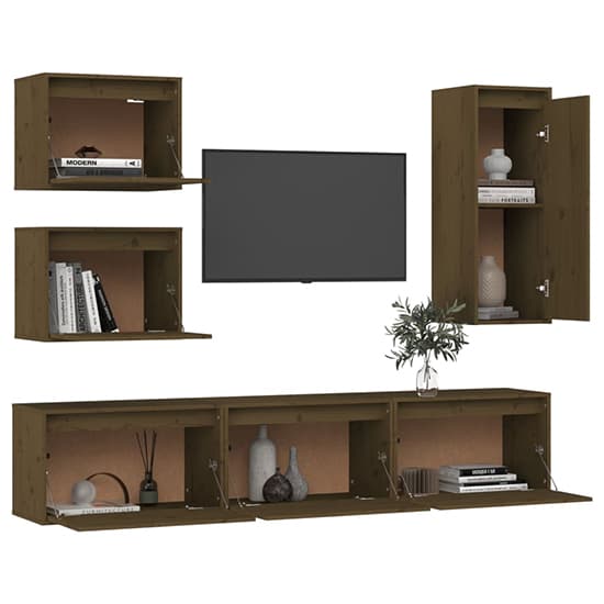 Fabiana Solid Pinewood Entertainment Unit In Honey Brown_4