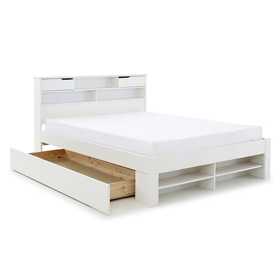 Fabio Wooden Double Bed With 2 Drawers In White_3