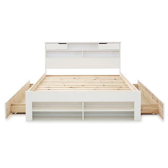 Fabio Wooden King Size Bed With 2 Drawers In White_5