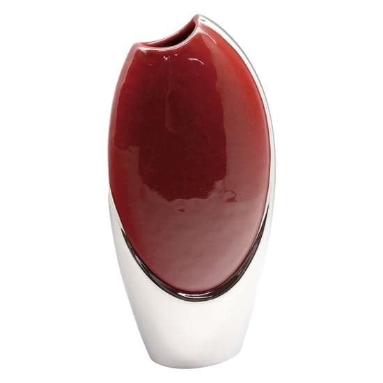 Facella Ceramic Decorative Vase In Red And Silver_1