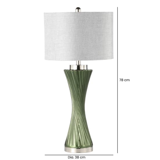 Faenza Grey Linen Shade Table Lamp With Green Twist Base_2