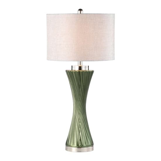 Faenza Grey Linen Shade Table Lamp With Green Twist Base_3