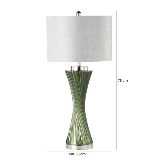 Faenza Grey Linen Shade Table Lamp With Green Twist Base_6